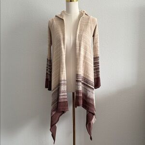 Goddis Striped Boho Hooded Open Front Cardigan Sweater Size S|M